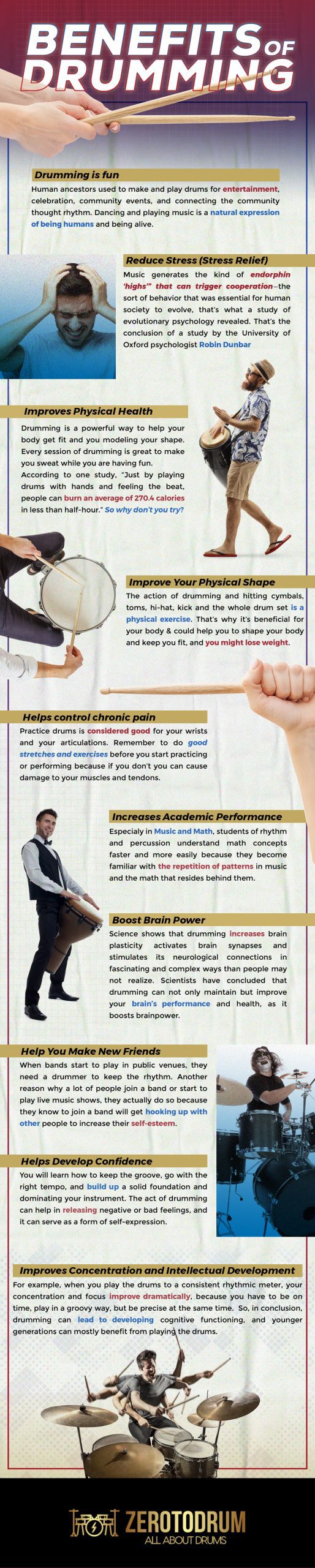 Benefits Of Drumming Infographic