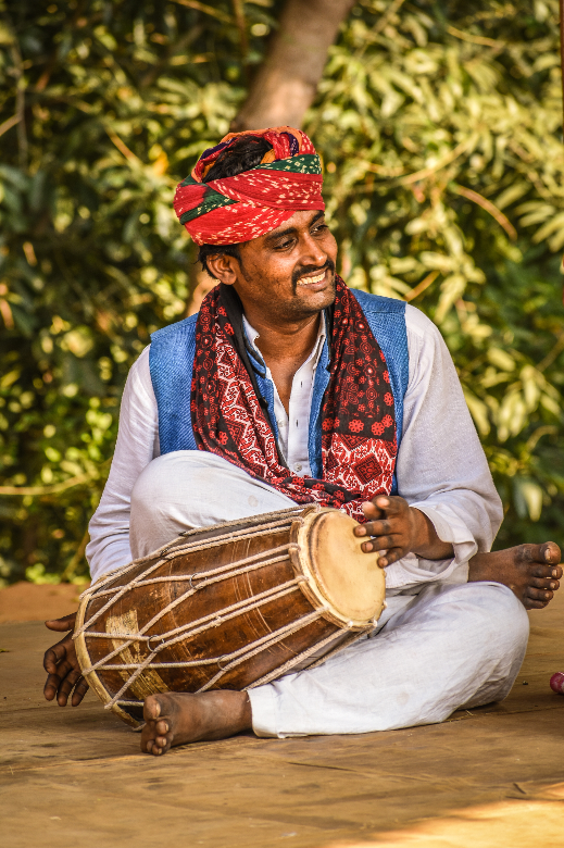 Indian Drummer Playing Djambee