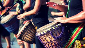 Thailand Drummers playing percussions