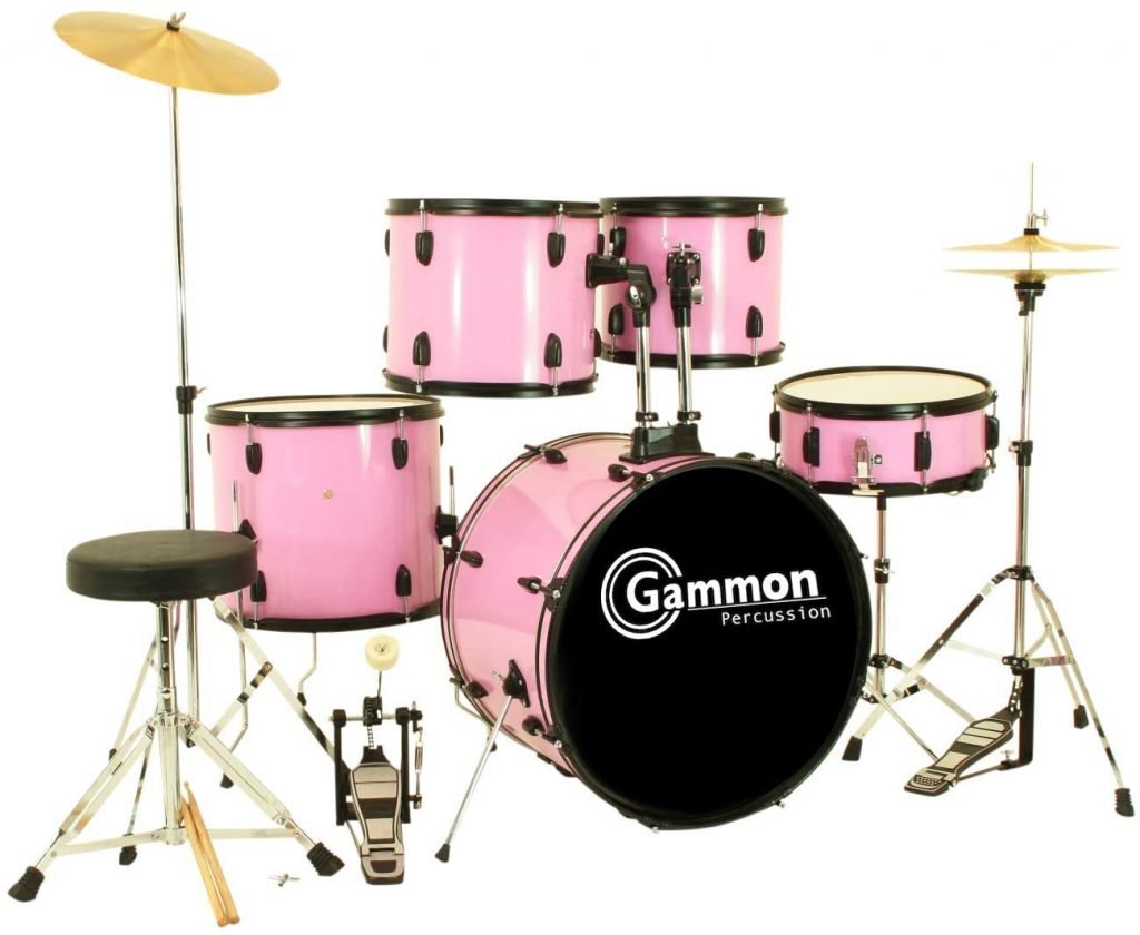 Gammon Percussion Pink Drum Set 5 Piece Kit