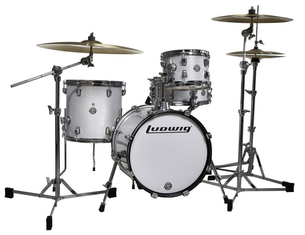 Ludwig Breakbeats White drum set with cymbals