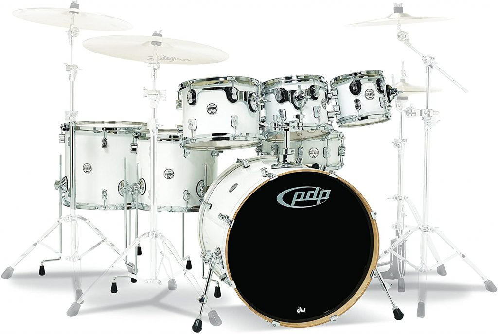 Pdp Dw 7 Piece Concept Maple Shell Pack Chrome Hardware Pearlescent White