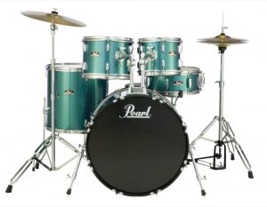 pearl roadshow 5 pc rock drums hardware and cymbals aqua blue glitter