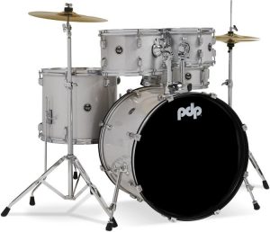 Pdp Center Stage Pdce2215Ktdw 5 Piece Complete Drum Set With Cymbals Diamond White Sparkle