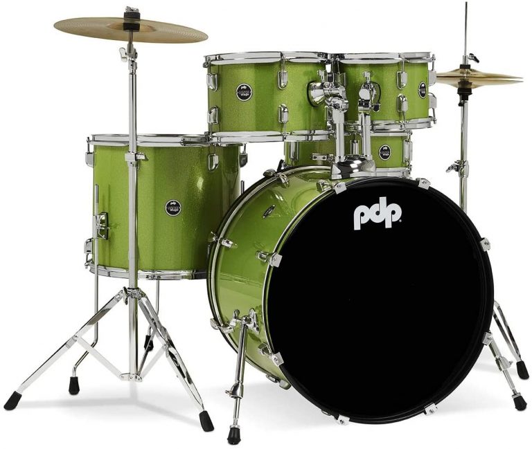 pacific drums center stage complete drumkit, electric green sparkle