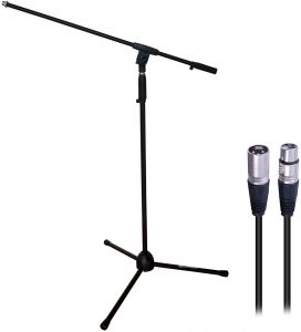 axcessables ms 101l short microphone stand with boom, low profile mic tripod stand for kick drums guitar amplifiers