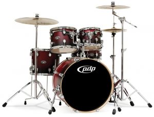 pdp fs series birch cherry to black fade drum shell pack