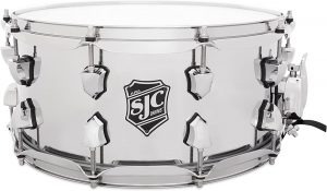 sjc custom drums sjc alpha 6.5x14 1.0mm rolled steel snare with chrome hardware (al s6514ch chs)