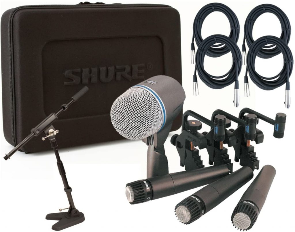 shure dmk57 52 drum microphone kit, black