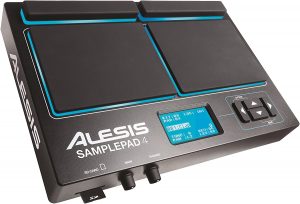 alesis sample pad 4 | compact percussion and sample triggering instrument with 4 velocity sensitive pads, 25 drum sounds, and sd:sdhc card slot