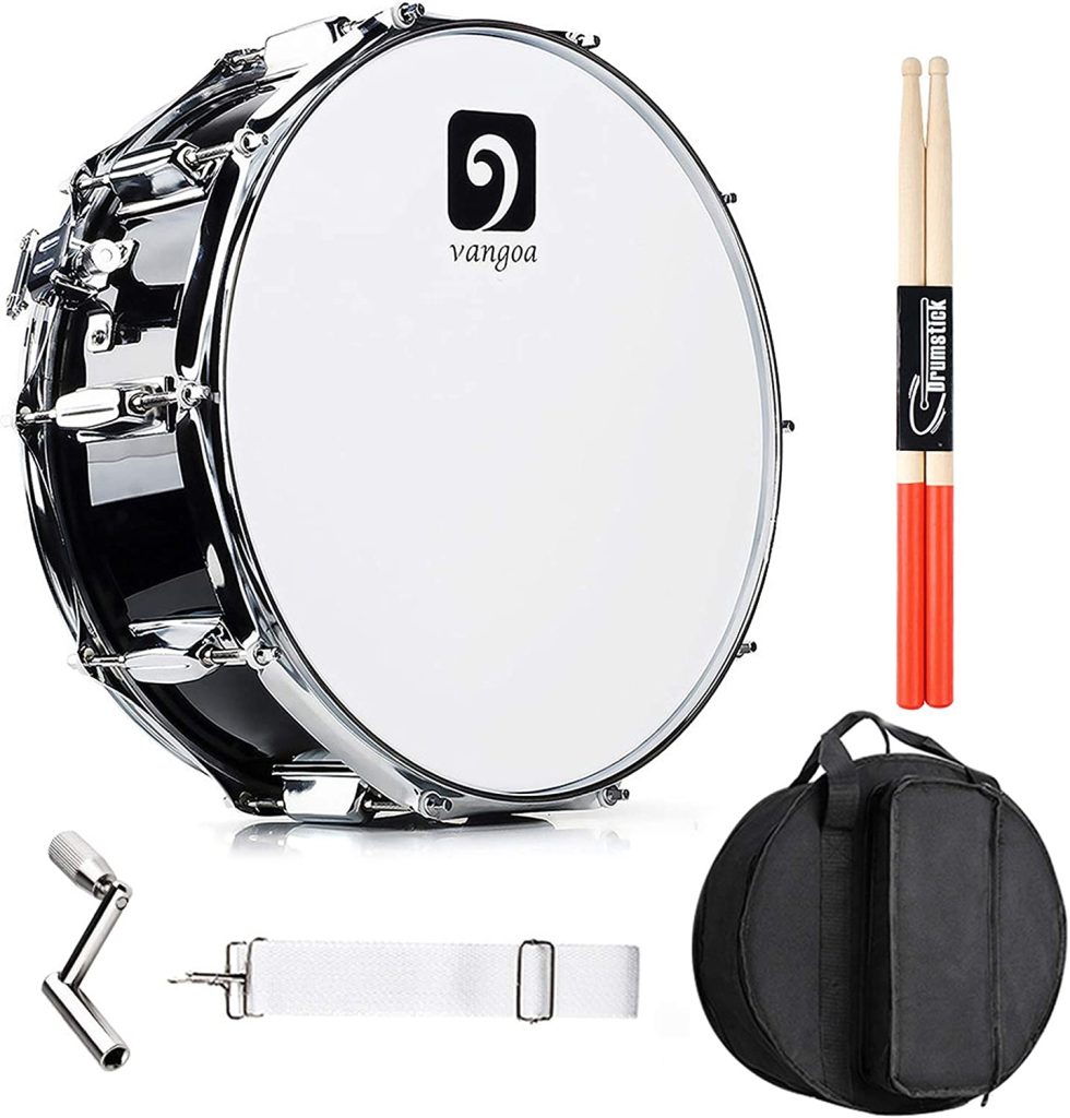 Snare Drum Stainless Steel Student Marching Snare Drum Snare Drum Beginner Kit with Bag Drumstick Strap Silencer Mute 